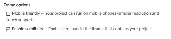 Frame options